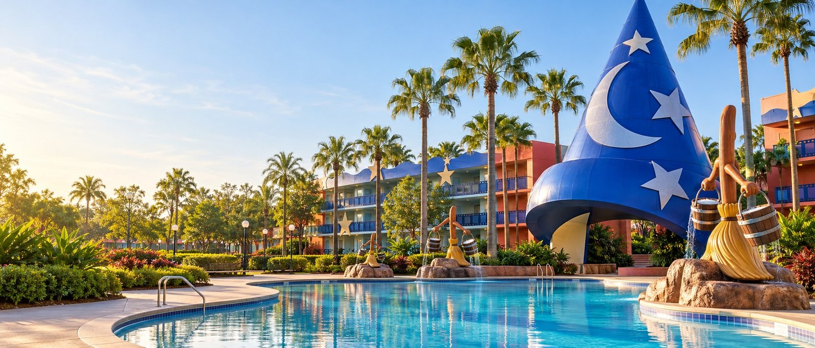 Vista ilustrativa generada de la ambientación de Fantasía en Disney’s All-Star Movies Resort